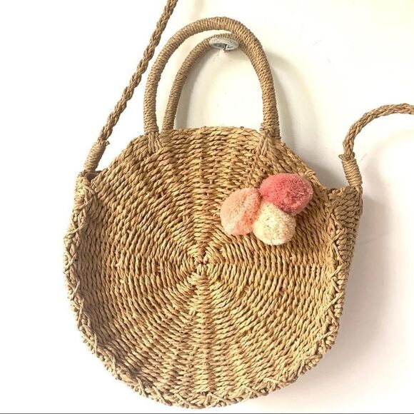 Boho Chic Woven Straw Circular Bag Crossbody - Picture 1 of 15